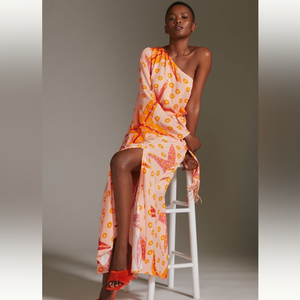 NEW NWT Anthropologie Farm Rio one shoulder Star fish maxi dress